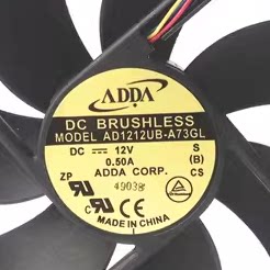 ADDA AD1212UB-A73GL 12025 0.50A 12CM 4线双滚珠大风量机箱风扇