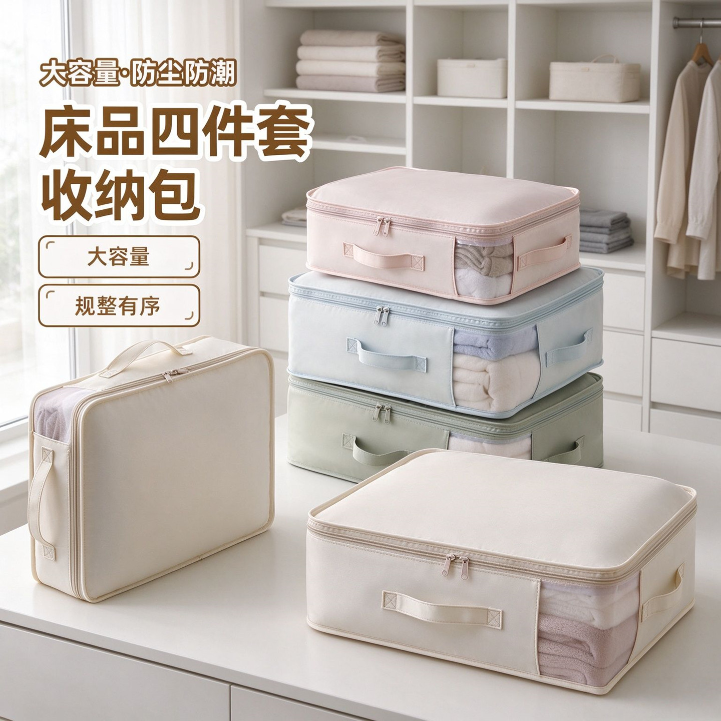 【床品四件套收纳包】防尘储物