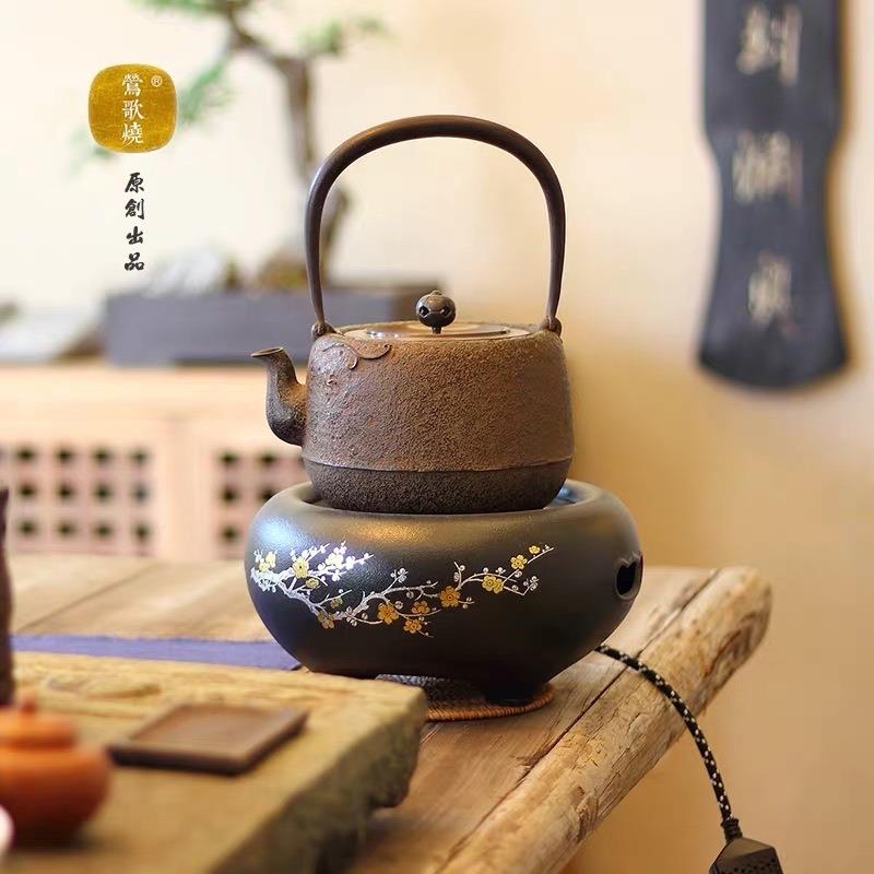 莺歌烧电陶炉家用静音防干烧茶炉铁壶银壶不挑壶三脚大炉