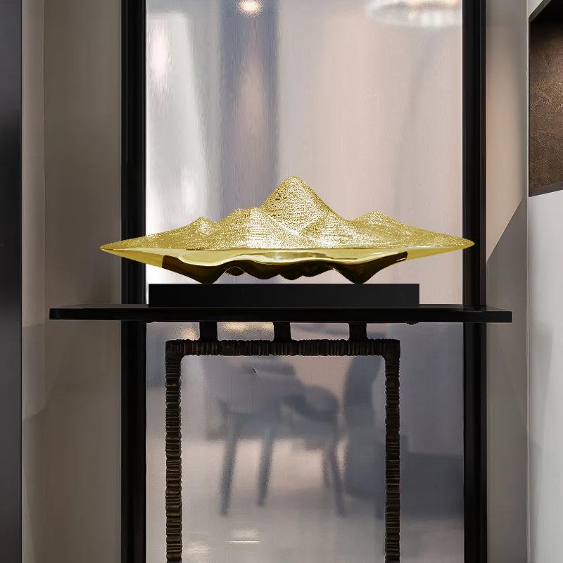 现代中式玄关酒店客厅树脂雕塑摆件样板房抽象电镀艺术装饰品轻奢