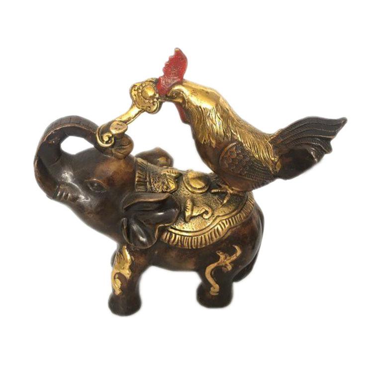 铜吉祥(鸡象)如意家居铜鸡铜象摆件金属工艺品
