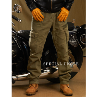 特叔军绿工装裤休闲裤秋季多口袋户外时尚宽松简约百搭时尚长裤