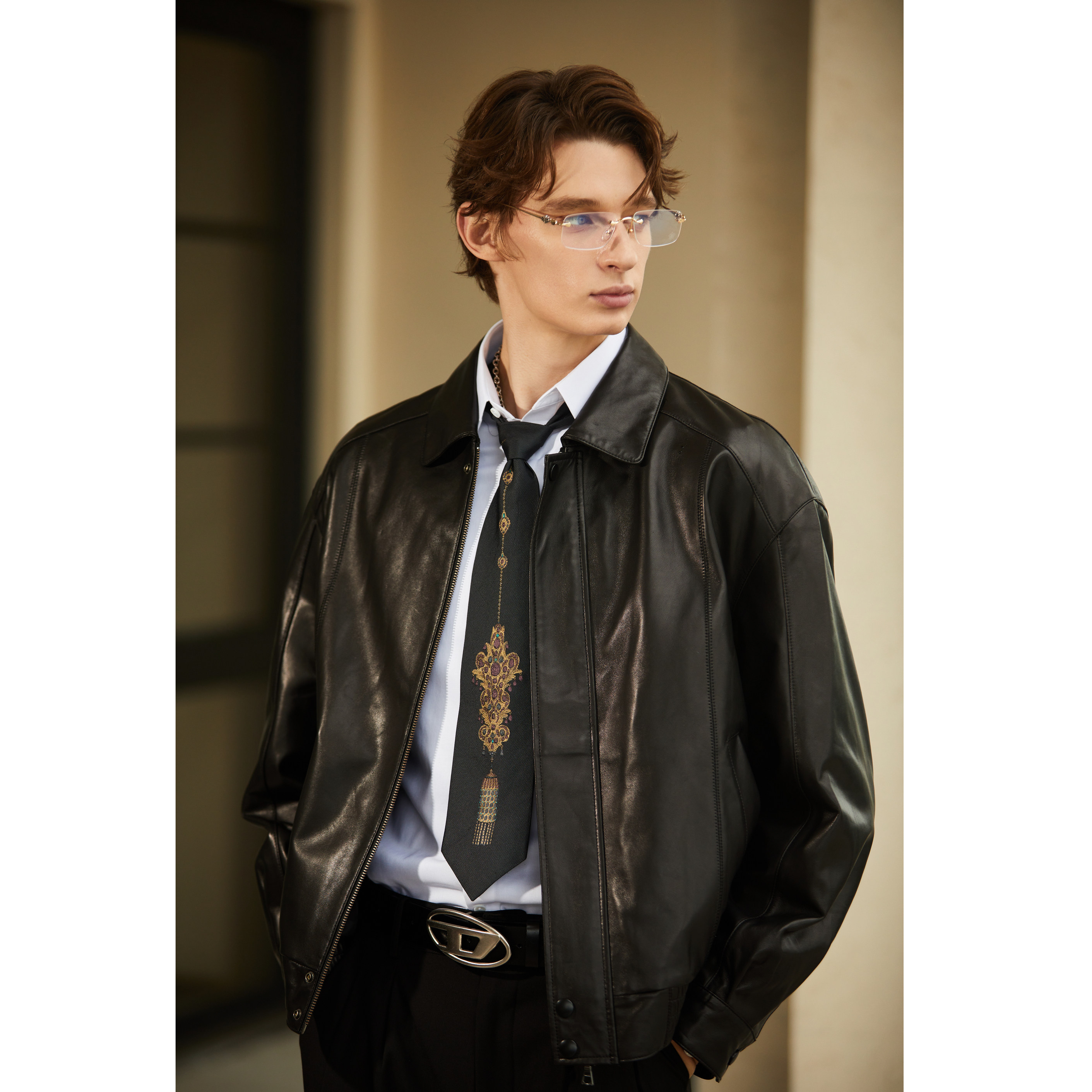 特叔德华同款港风真皮羊皮简约夹克翻领休闲时尚外套机车秋冬皮衣