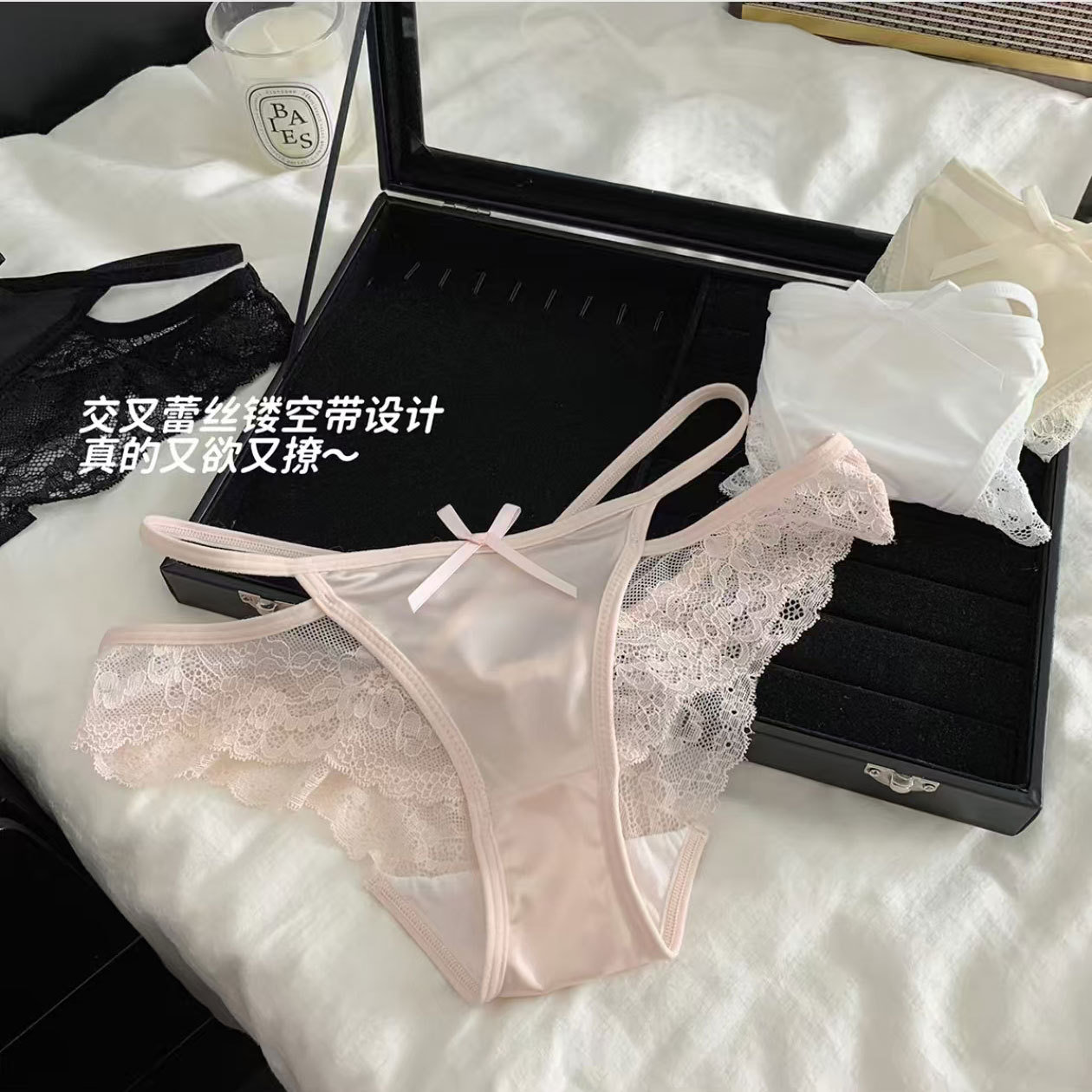 法式纯欲性感少女女士蕾丝内裤细带镂空纯棉裆低腰三角新款内裤女