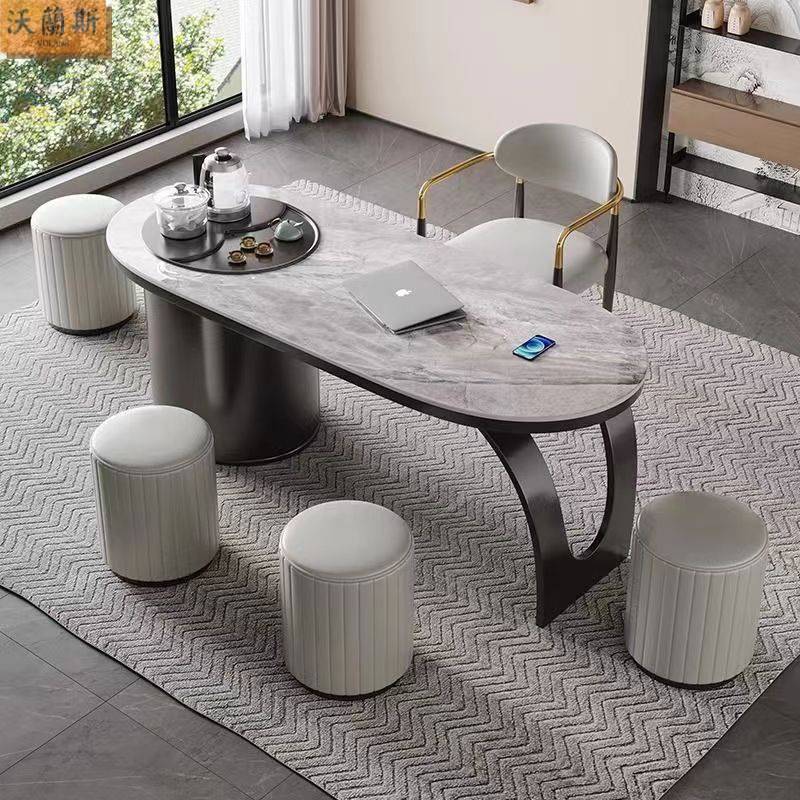 意式轻奢茶桌岩板一体桌椅组合现代客厅家用简约阳台功夫茶桌茶台