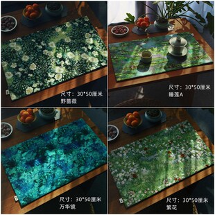 引之棉麻加厚复民印花小茶席布艺桌旗画卉茶垫油花古族风吸水茶布
