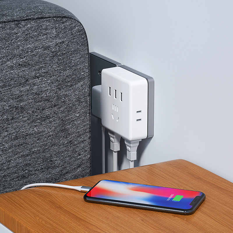 超薄魔方插座转换器带USB充电一转多孔无线插排缝隙扩展插头面板