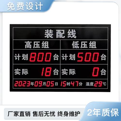 装配线产量电子看板工厂车间专业自动化生产线进度管理LED显示屏
