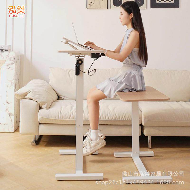 可移动电动升降床边桌电脑桌家用办公学习桌子卧室客厅可折叠书桌