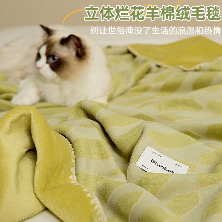 珊瑚绒毛毯冬季加厚保暖毯子午睡办公室沙发毯四季通用单披肩盖毯