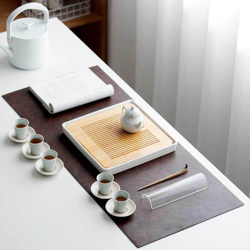 防水茶席简约桌垫皮垫新中式桌旗桌布茶道零配件茶具用品