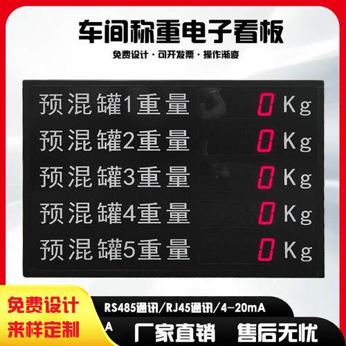 室内 防爆称重电子看板RS485通信PLC对接水位报警温湿度LED显示屏