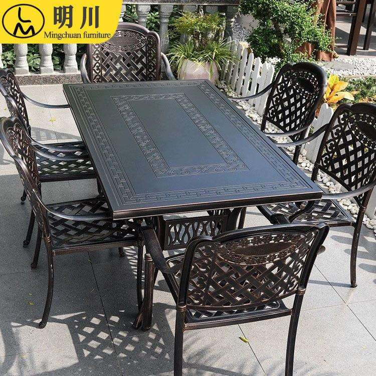 户外桌椅铸铝欧式休闲餐桌露台花园别墅家用铁艺室外庭院家具