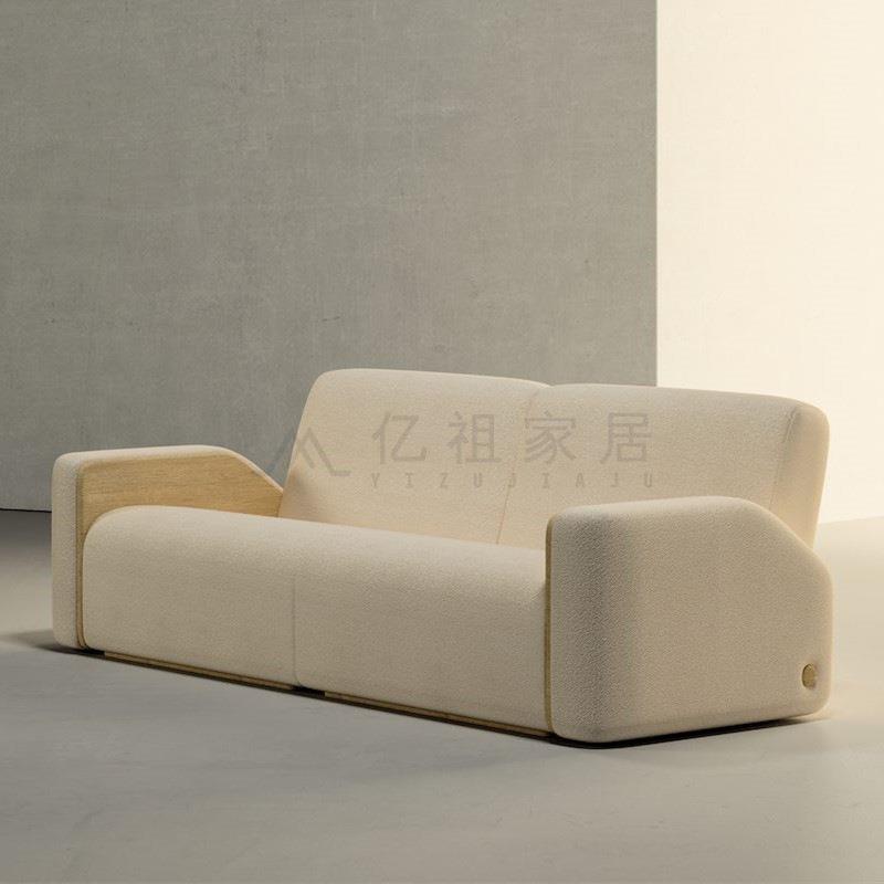 北欧设计师创意时尚布艺沙发现代实木双三人直排展厅售楼部沙发