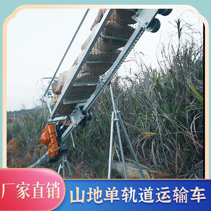 山地果园单轨运输机 自走式汽油动力山地轨道运输车 搬运爬坡车