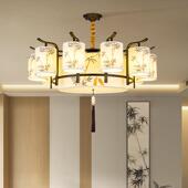 宋式 美学客厅吊灯新中式 国风复古布艺灯具大气大厅餐厅主灯