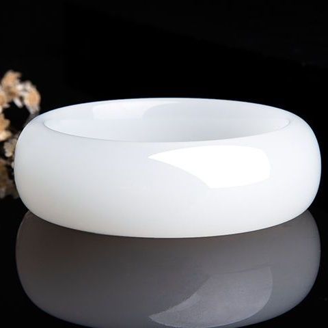 天然新疆和田玉手镯羊脂白玉加宽镯子高档白玉真品带礼盒包邮