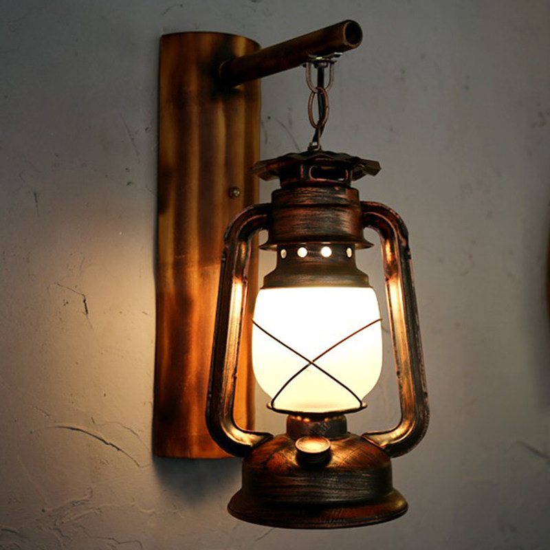 中式复古怀旧铁艺竹艺个性创意马灯网伽酒吧loft仿古过道阳台壁灯