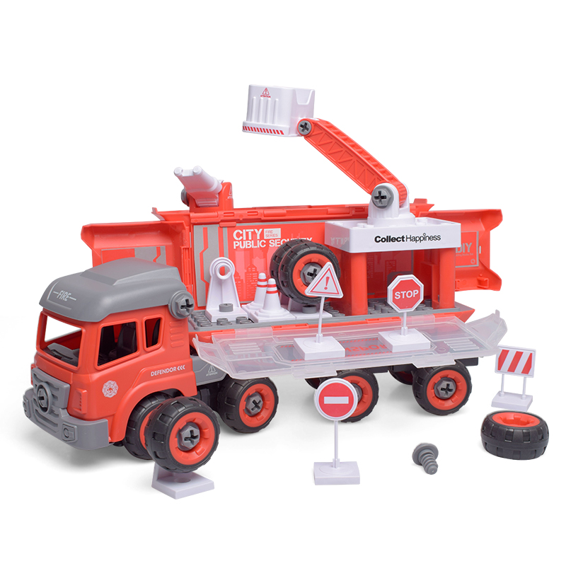 儿童电动遥控拆装货柜工程车5可拆卸组装电钻拧螺丝3-6岁男孩玩具