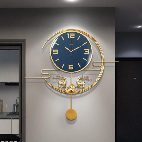 2024新款新中式挂墙挂钟轻奢客厅钟表大气纯铜石英钟高级挂表摆钟,家居饰品,挂钟,淘宝优惠券,粉丝福利购,淘宝优惠卷