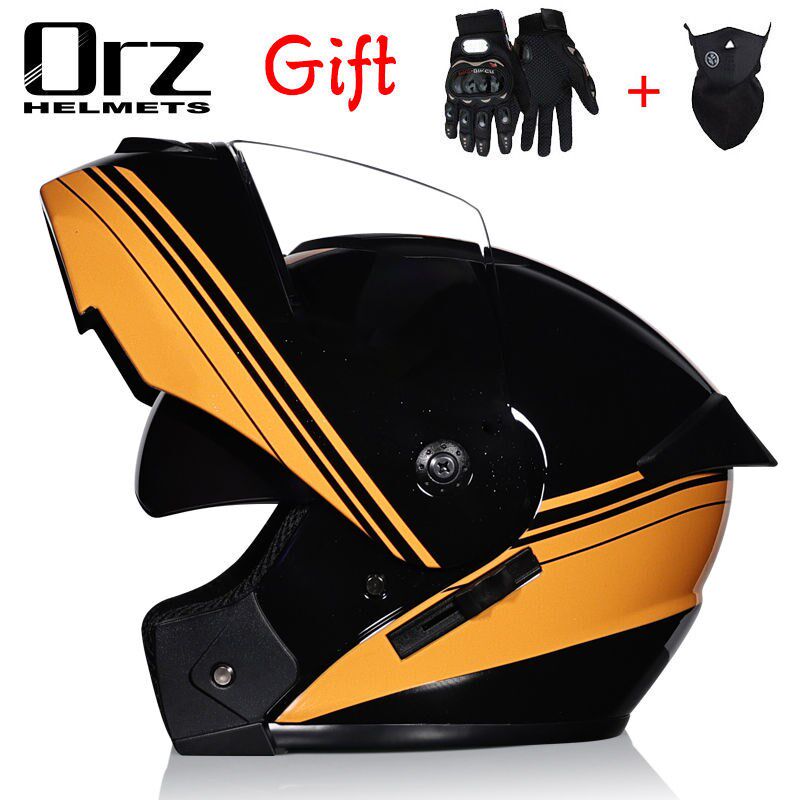 ORZ电动自行车头盔男款女揭面盔个E性酷双镜片四季帽子半全覆夏季