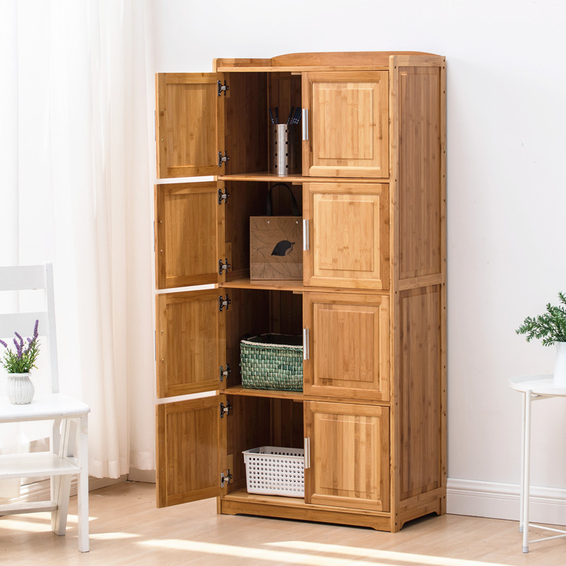 楠竹餐边柜储物柜书柜多功能收z纳柜置物架中式带门厨房柜子层架