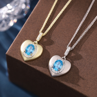 S925纯银永恒之心项链中古宫廷心形吊坠海洋之心高级感毛衣链女款