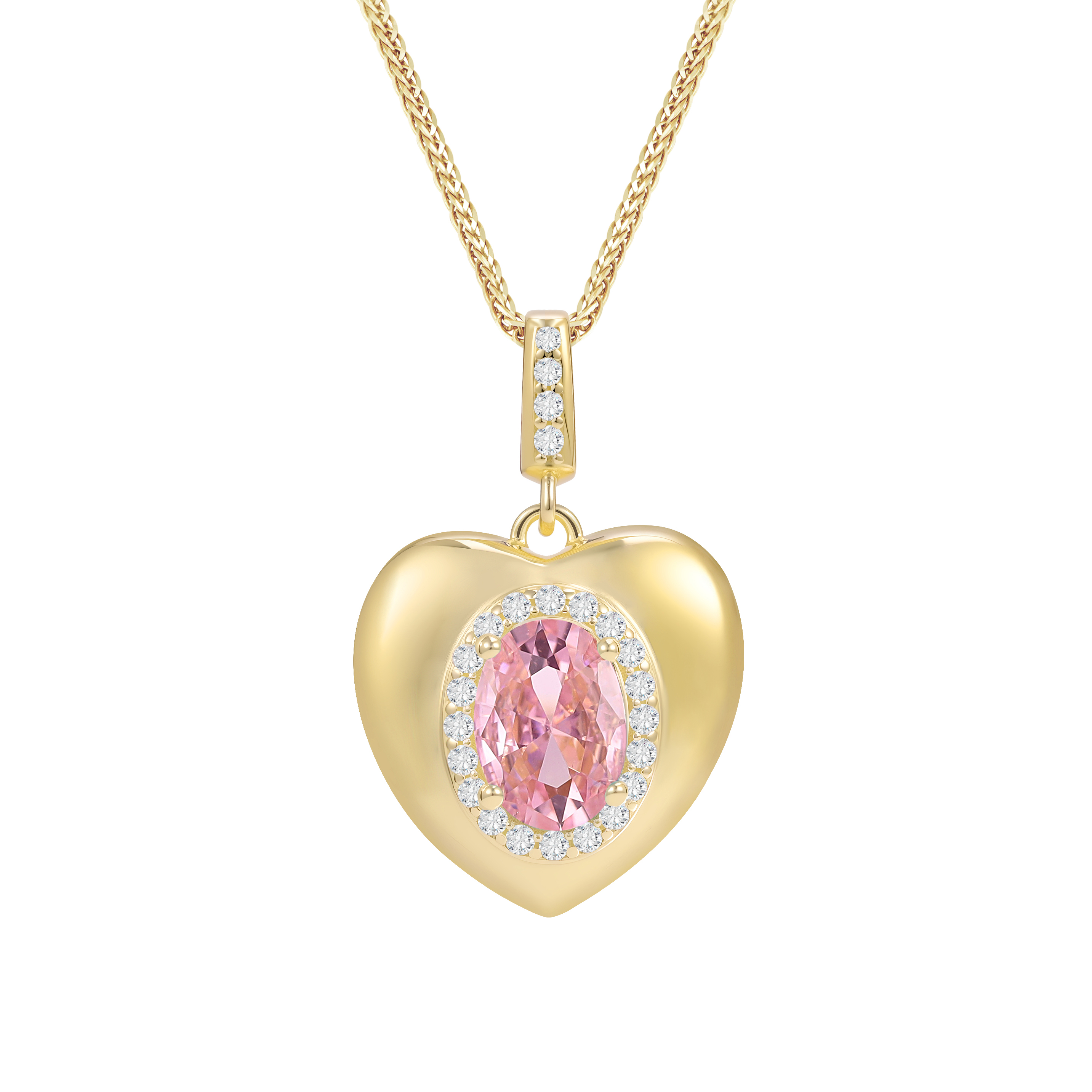 S925纯银永恒之心项链中古粉色心形吊坠镀金色高级感毛衣链女款