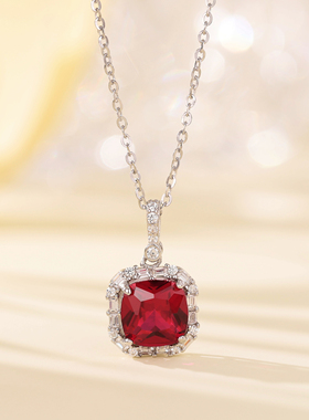 红色方糖项链925银锁骨链多色选择KAANJEWELRY新款高级感闪钻链条