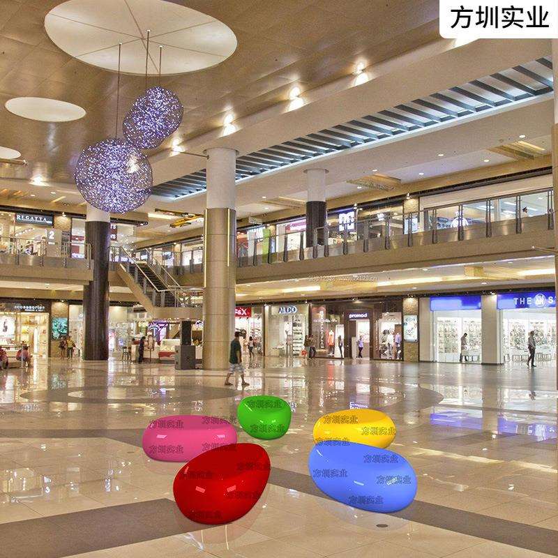创意鹅卵石水滴座椅商场公共休息区玻璃钢休闲椅户外美陈凳子椅子