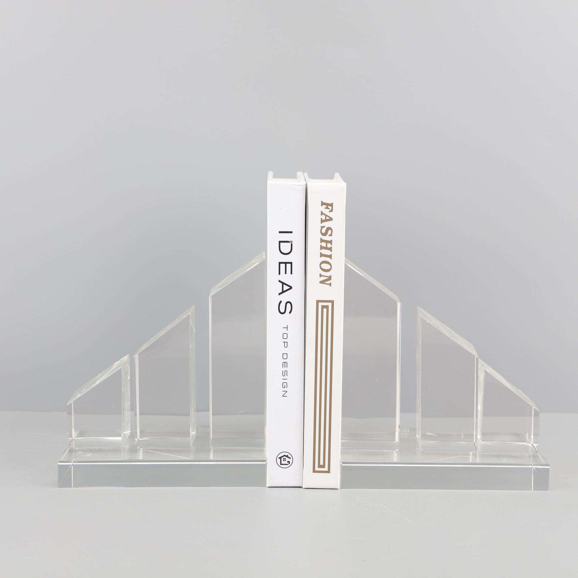 北欧创意水晶书档摆设样板房电视柜书柜客厅玄关桌面饰品书靠摆件