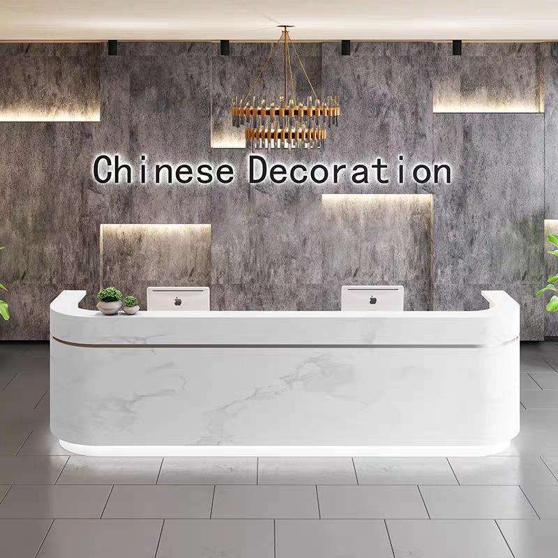轻奢时尚收银台公司办公前台现代简约吧台烤漆物业服务大厅接待台