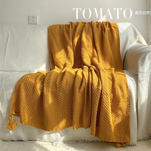 轻奢针织美拉德大地色系沙发盖z毯空调毯针织小毯子床尾搭巾午睡