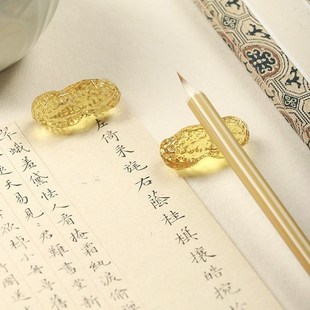 花生笔搁毛笔架笔托毛文房四宝创意书房摆件笔托笔W枕水晶书法用
