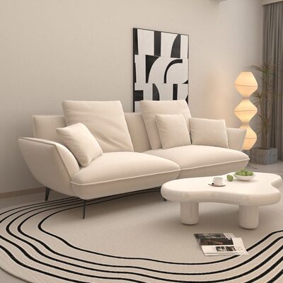 北欧简约小户型客厅沙发三人网红店休息区接待室会客奶油风美容院