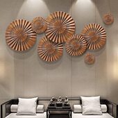 壁饰书房墙面装 餐厅软装 饰品 圆形墙饰壁挂新中式 泰域东南亚风格