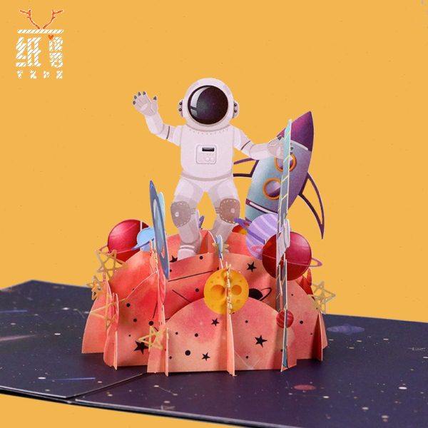 宇航员祝福3D万用立体贺卡男孩生日礼物送男友太空探索儿童卡通
