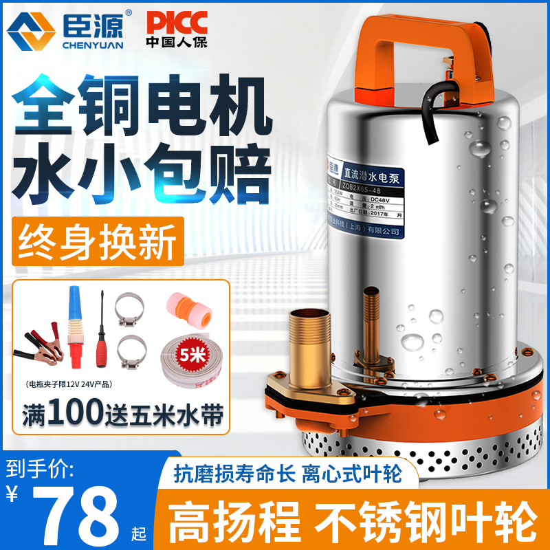 直流潜水泵12V24V48V60V抽水泵家用电动车P抽水机小型水泵农用灌
