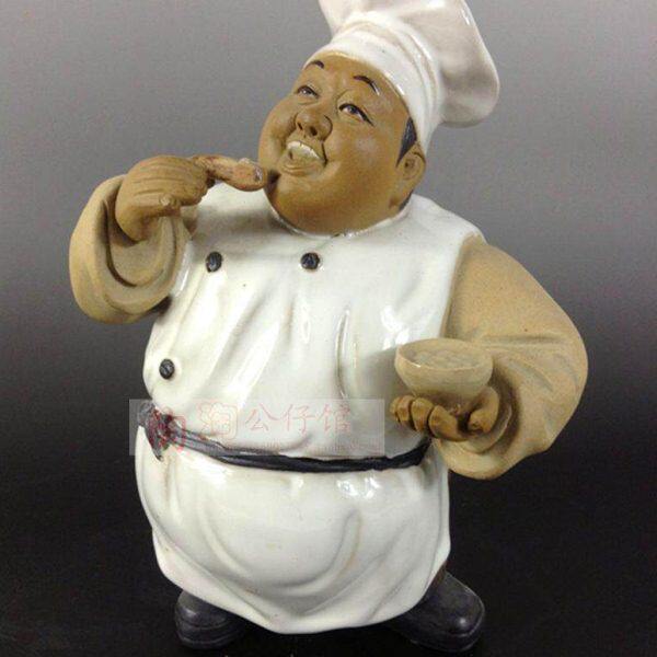 陶瓷工艺品石湾公仔家居装饰品礼品餐厅酒柜人物小摆件厨师促销