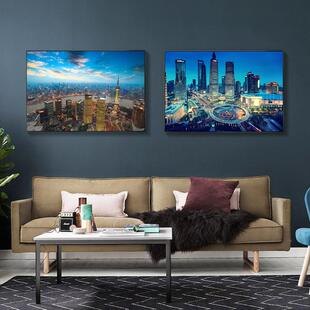 上夜景挂地标东ZAT3822A方明珠外滩陆家嘴风景装饰画画海表箱遮挡