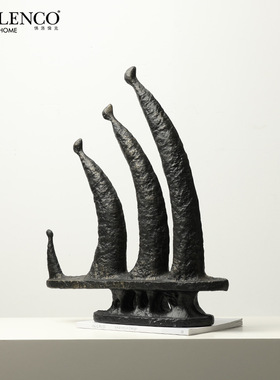 新中式侘寂抽象扬帆起航树脂雕塑办公室酒店玄关桌面家居装饰摆件