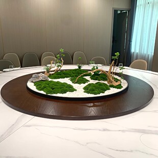 速发新中式 饰酒店大圆桌转盘桌芯摆花 餐桌转盘摆件圆桌中心景观装