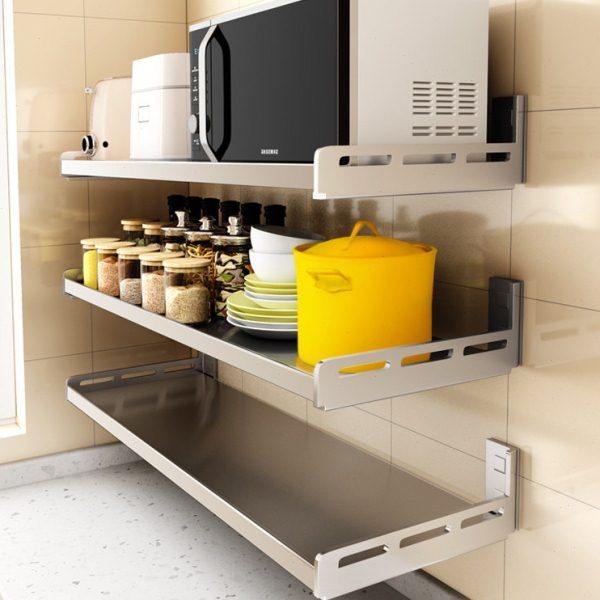 不锈钢壁挂厨房置物架墙上微波炉烤箱收纳支架子免打孔多功能架子,厨房/烹饪用具,微波炉置物架,淘宝优惠券,粉丝福利购,淘宝优惠卷