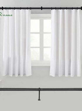 窗帘杆罗马杆黑色杆简约窗帘轨道工业风侧装顶装浴帘隔断