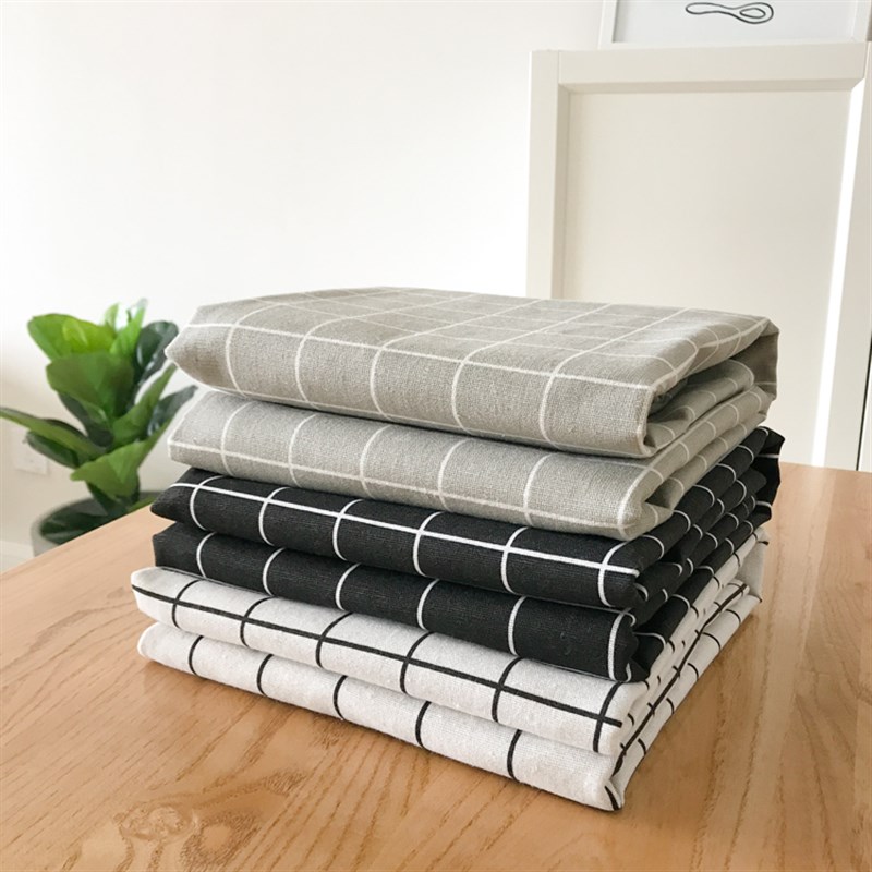 北欧桌布布艺黑白格子棉麻餐桌布台布灰色简N约文艺茶几布书桌盖