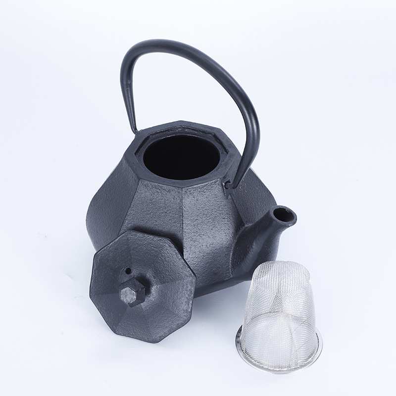 小八角铁壶茶壶铸铁煮水泡茶家用茶具套装 复古轻奢复古