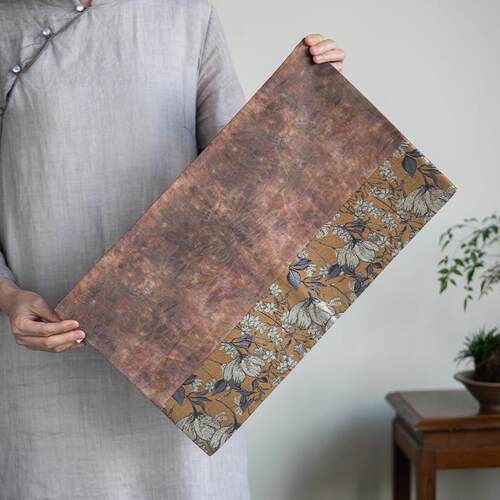 复古干泡席茶桌隔热茶垫桌旗中式唐彩纹手缝拼接国风茶席茶具配件