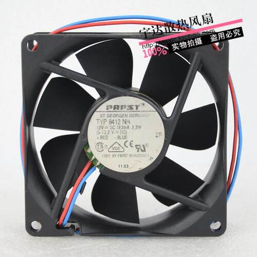 原装德国Papst风扇8CM 8025 12V 2.2W TYP 8412 NH两线 双滚珠