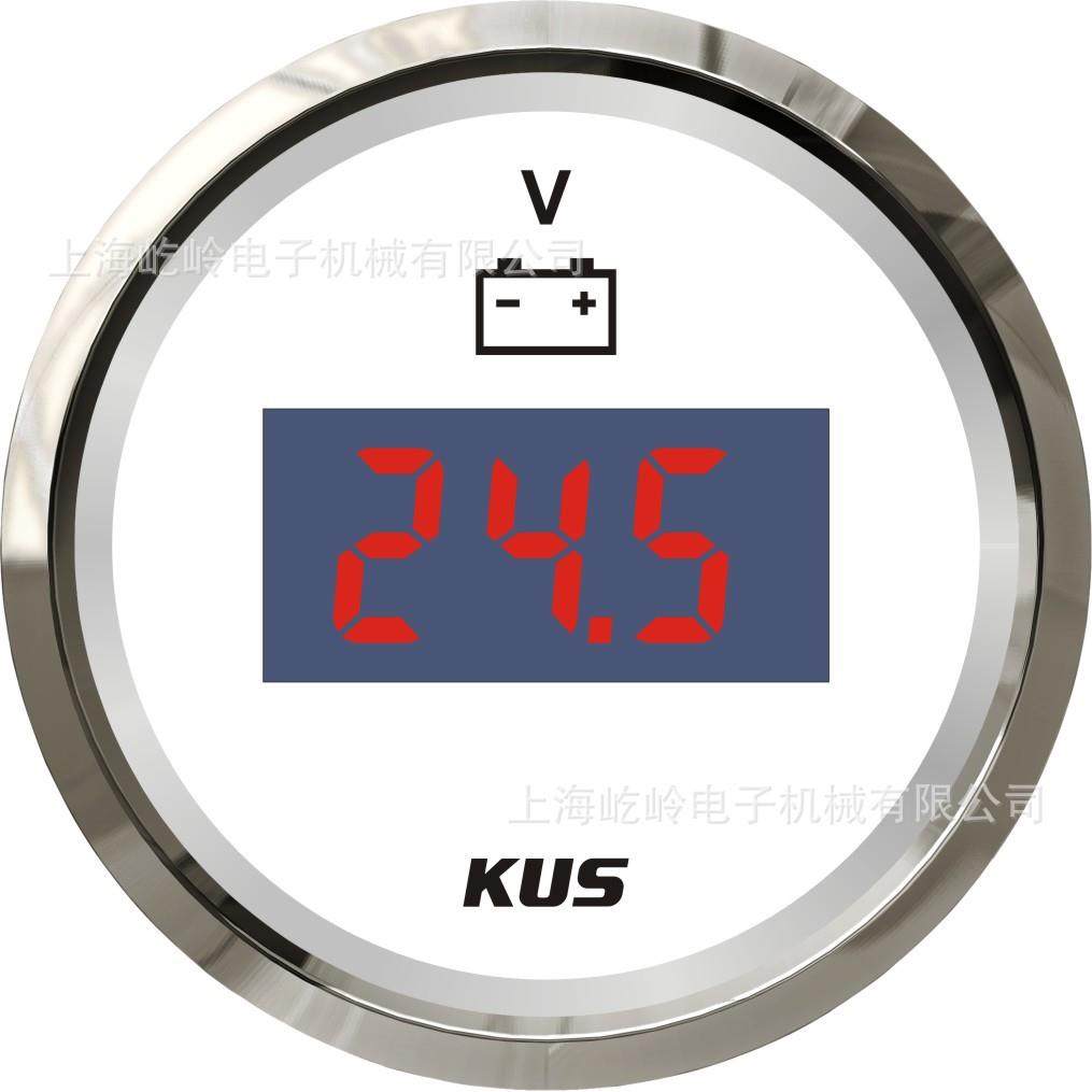 KUS数显数字电压表 12V/24V 船用车用 白色/黑色