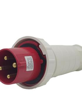 乐瑶电气工业防水插头044 4P125A移动明装对接IP67 380V四孔插头